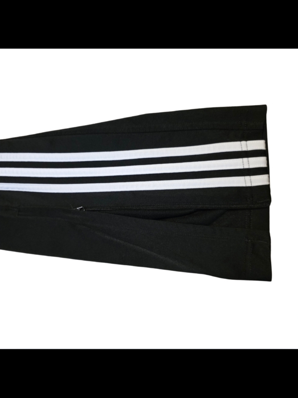 Adidas Black Track Pants White Stripes XL Straight Leg Zip Ankle Athleisure Y2K - Picture 3 of 4